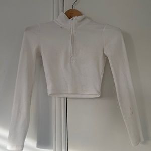 white long sleeve half zip